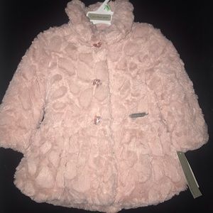 Calvin Klein Girls Pink Faux Fur Coat